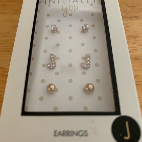 🎁Set of 3 Pair Earrings Initial “J” Boxed Gift - Picture 2 of 2
